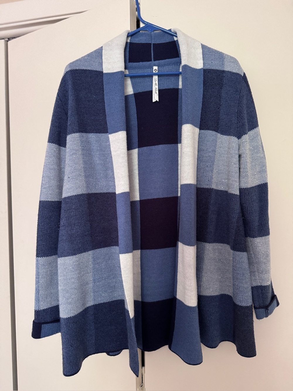 Loeffler Randall Blue Patterned Open-Front Cardigan